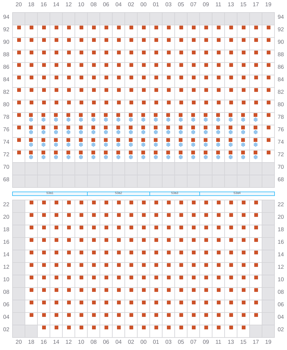 Bay 055 view and slots of CMA CGM BENJAMIN FRANKLIN