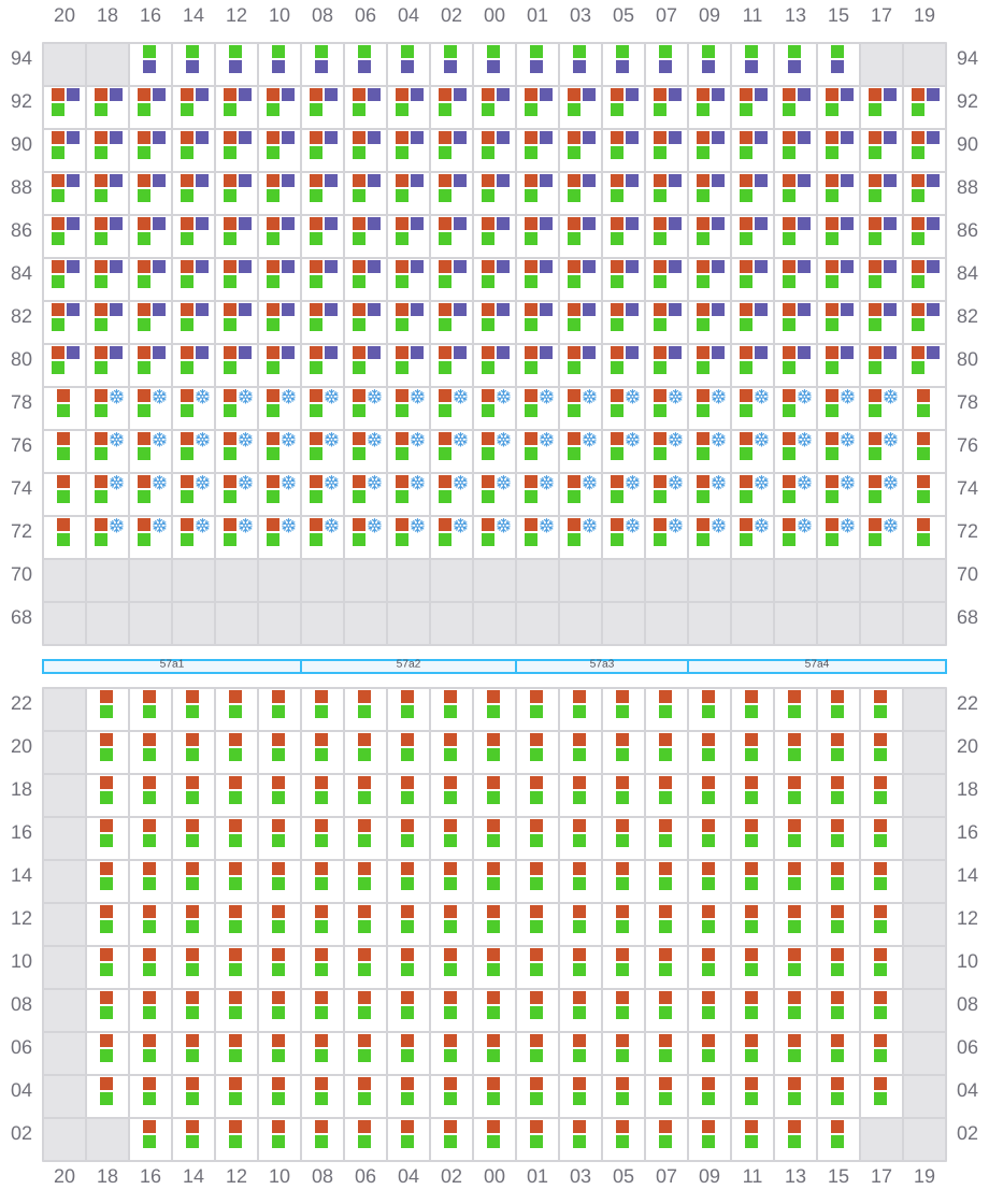 Bay 057 view and slots of CMA CGM BENJAMIN FRANKLIN