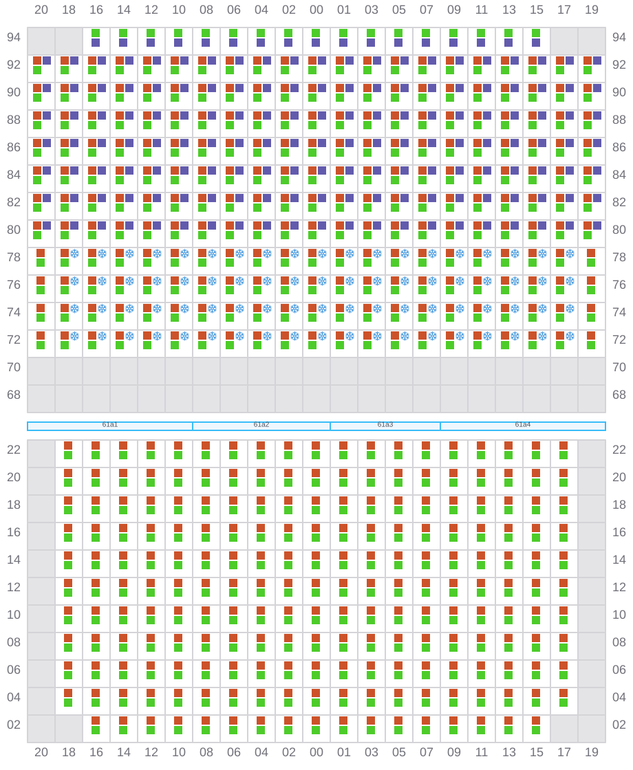 Bay 061 view and slots of CMA CGM BENJAMIN FRANKLIN