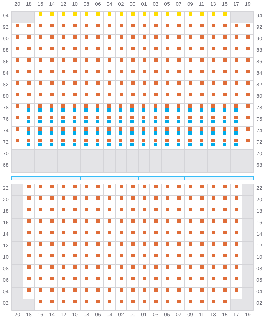 Bay 063 view and slots of CMA CGM BENJAMIN FRANKLIN
