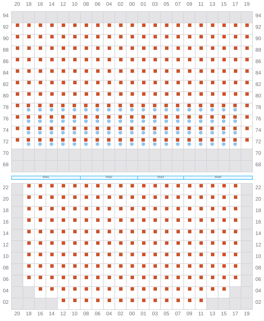 Bay 067 view and slots of CMA CGM BENJAMIN FRANKLIN