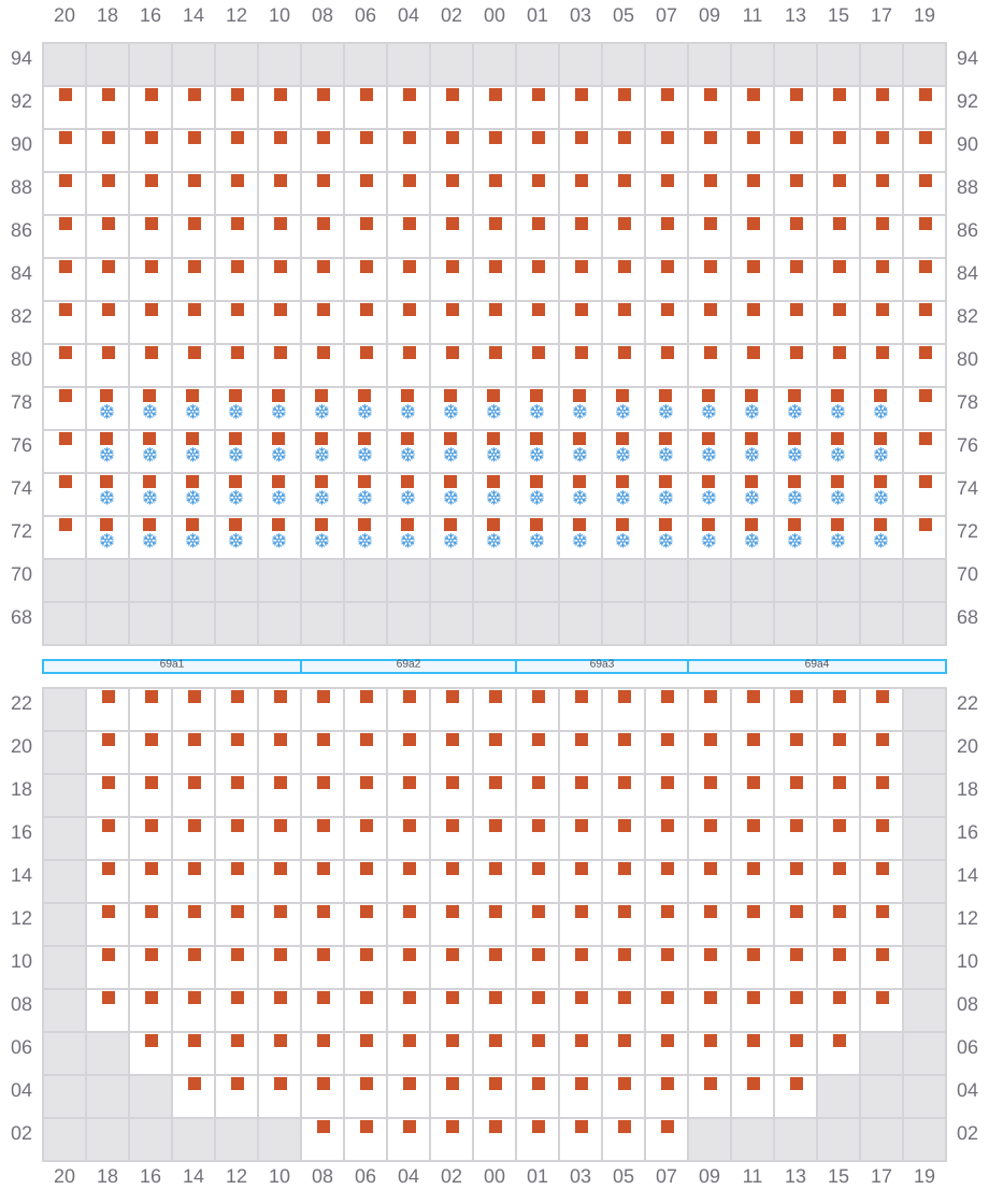 Bay 071 view and slots of CMA CGM BENJAMIN FRANKLIN
