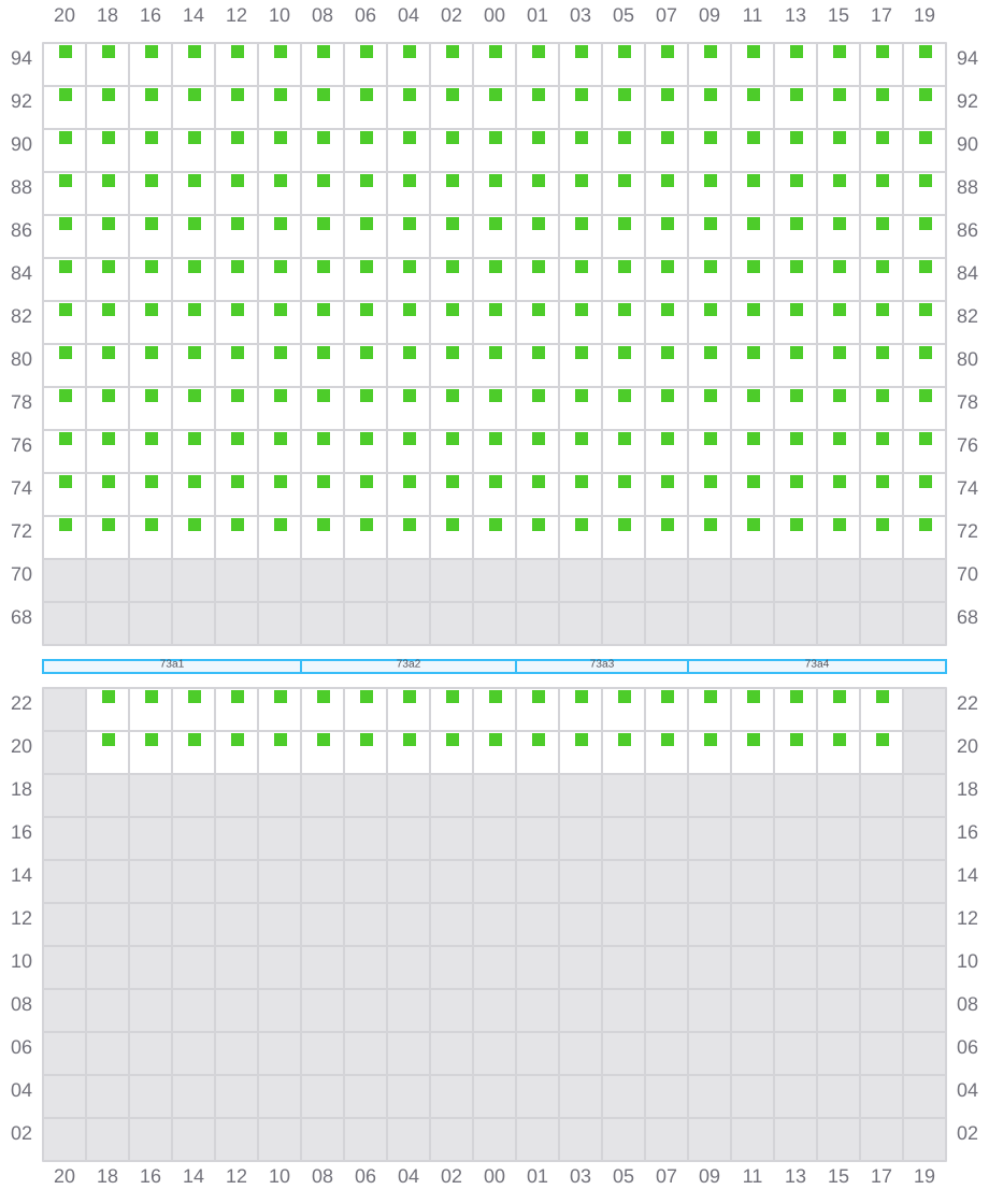 Bay 073 view and slots of CMA CGM BENJAMIN FRANKLIN