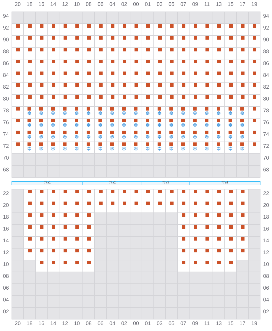 Bay 079 view and slots of CMA CGM BENJAMIN FRANKLIN