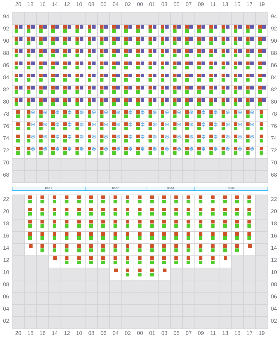 Bay 085 view and slots of CMA CGM BENJAMIN FRANKLIN
