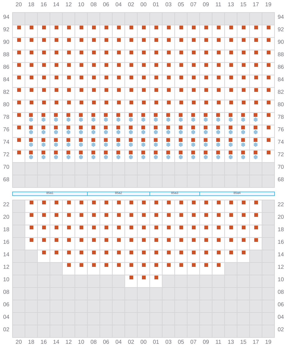 Bay 087 view and slots of CMA CGM BENJAMIN FRANKLIN