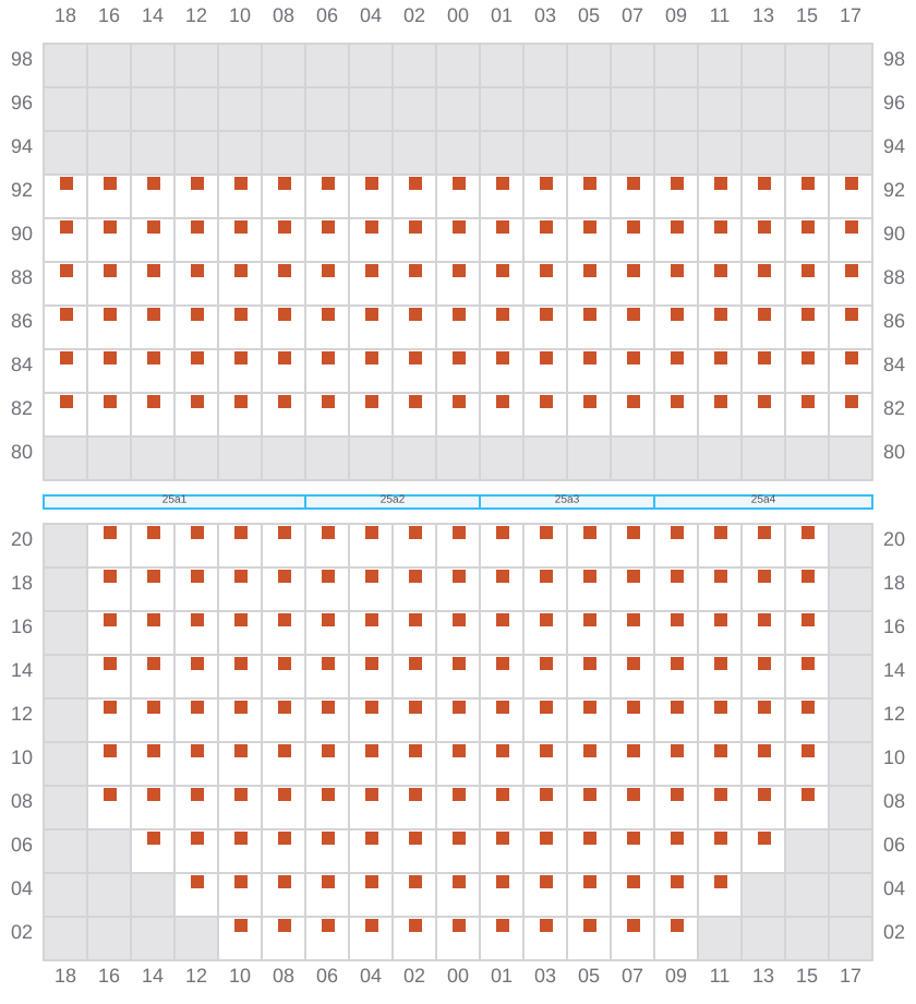 Bay 025 view and slots of CSCL SOUTH CHINA SEA