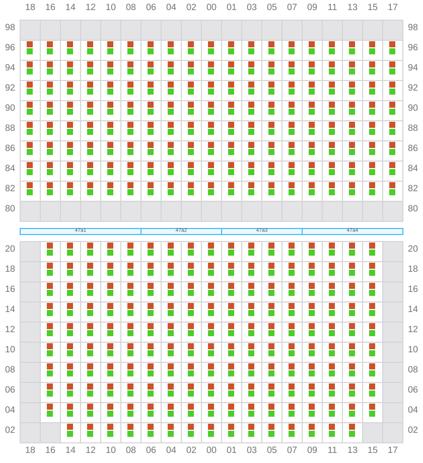 Bay 047 view and slots of CSCL SOUTH CHINA SEA