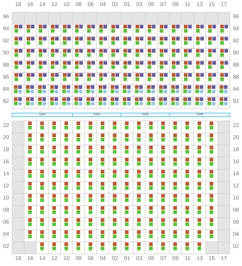 Bay 033 view and slots of CMA CGM TITAN