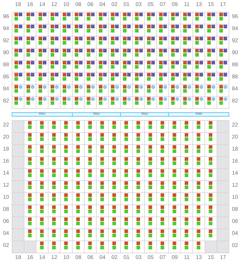 Bay 049 view and slots of CMA CGM TITAN
