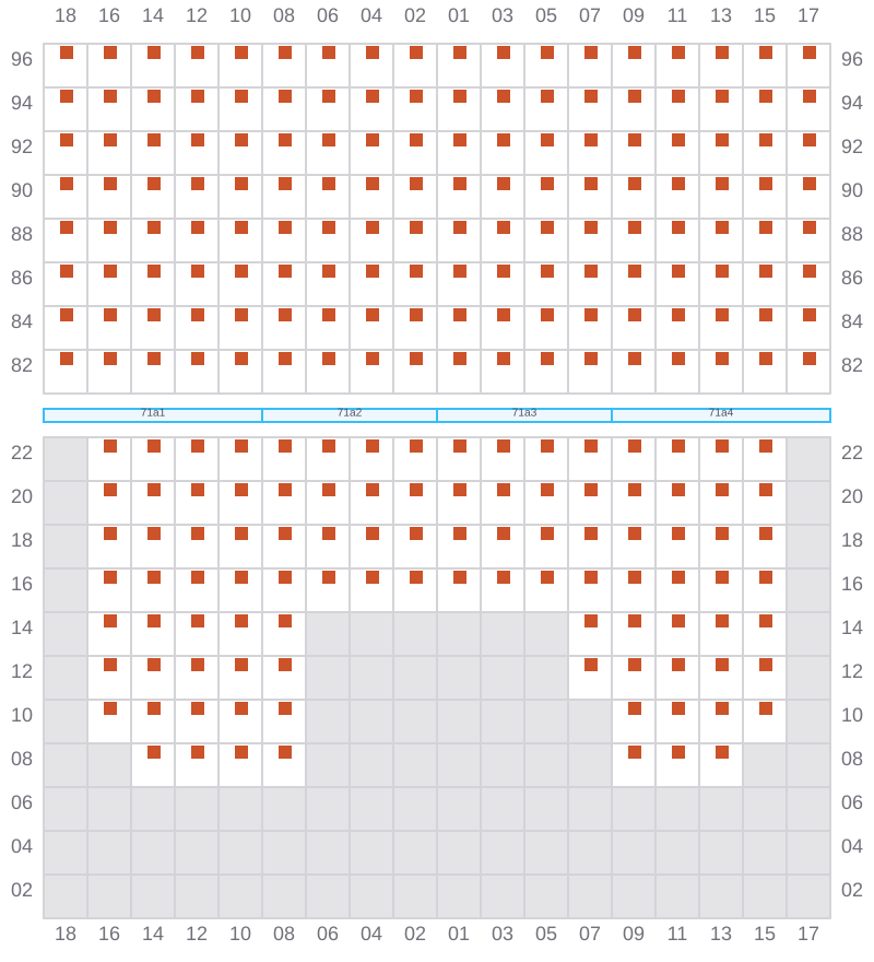 Bay 071 view and slots of CMA CGM TITAN