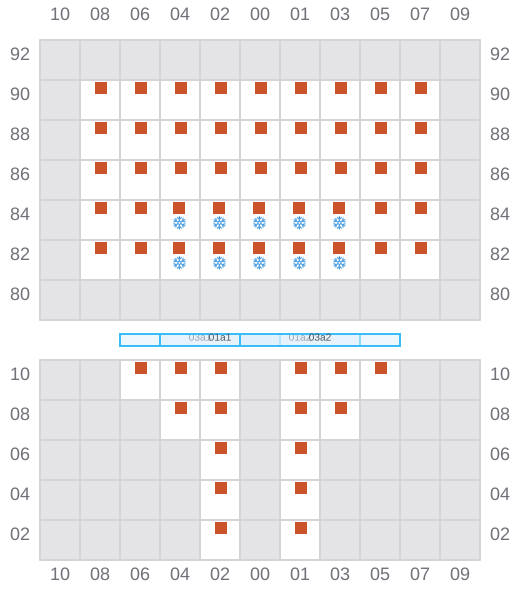 Bay 003 view and slots of OLIVIA