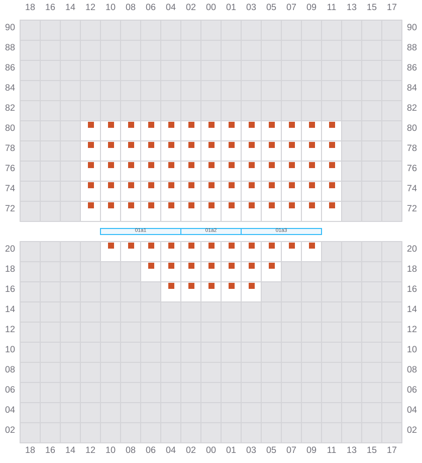 Bay 001 view and slots of CMA CGM MISSOURI