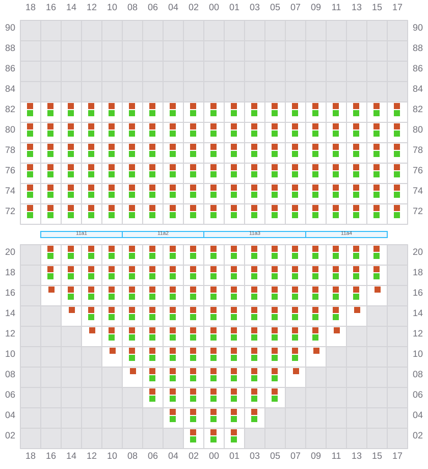 Bay 011 view and slots of CMA CGM MISSOURI