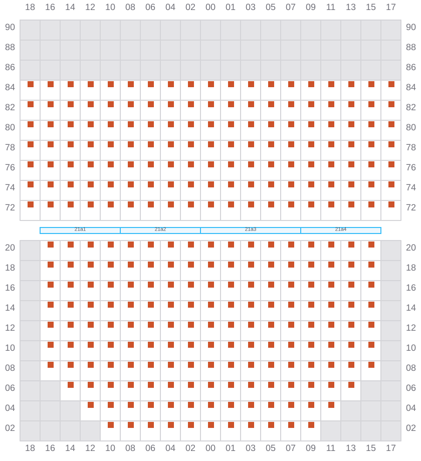 Bay 021 view and slots of CMA CGM MISSOURI