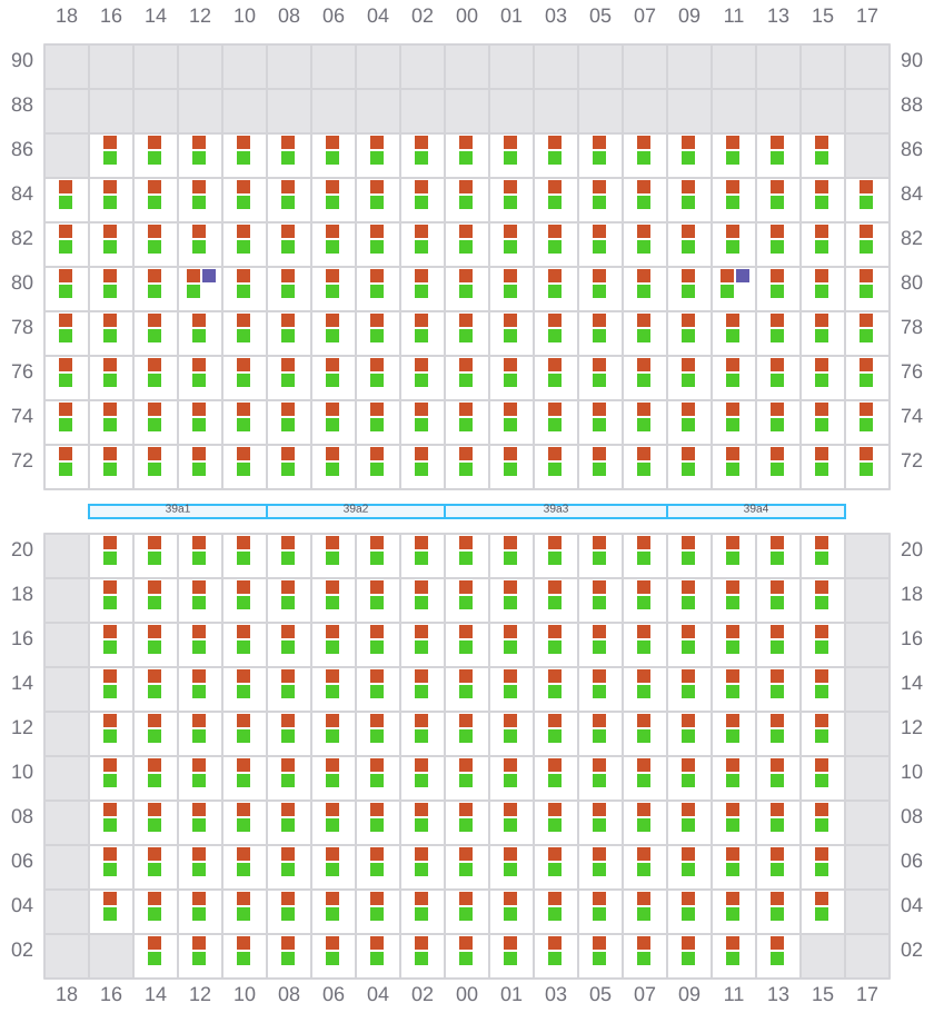 Bay 039 view and slots of CMA CGM MISSOURI