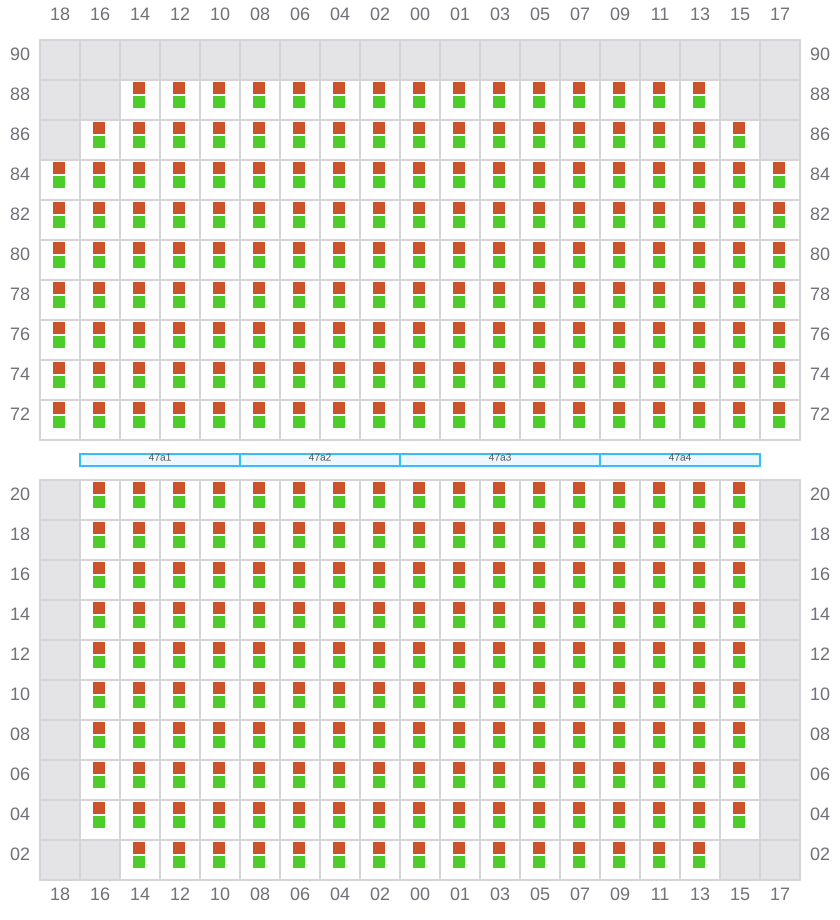 Bay 047 view and slots of CMA CGM MISSOURI