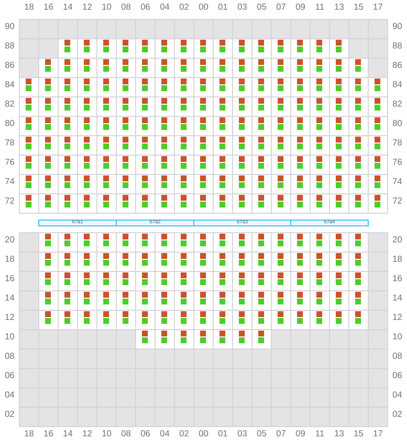 Bay 067 view and slots of CMA CGM MISSOURI