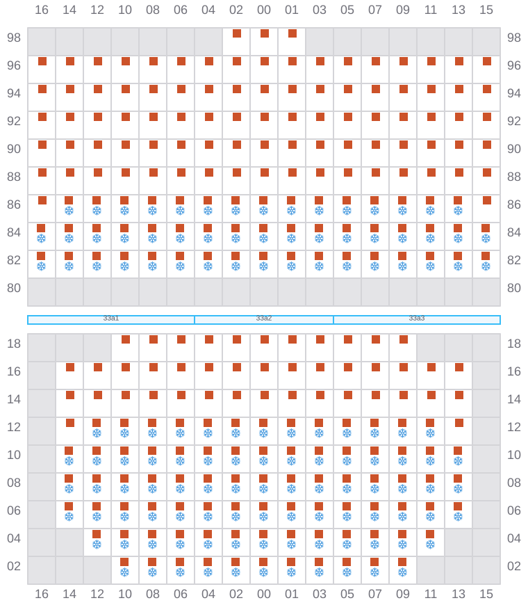 Bay 035 view and slots of ANNA MAERSK