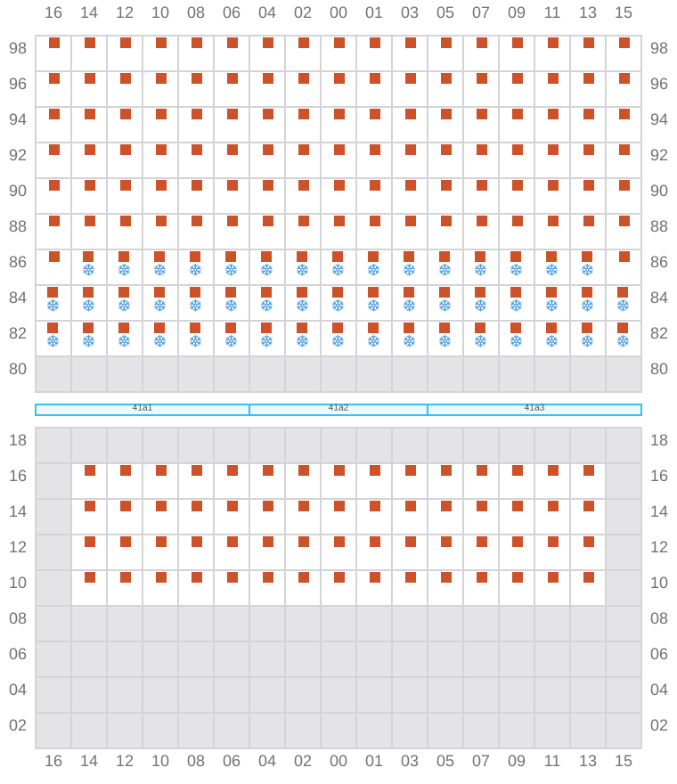 Bay 043 view and slots of ANNA MAERSK