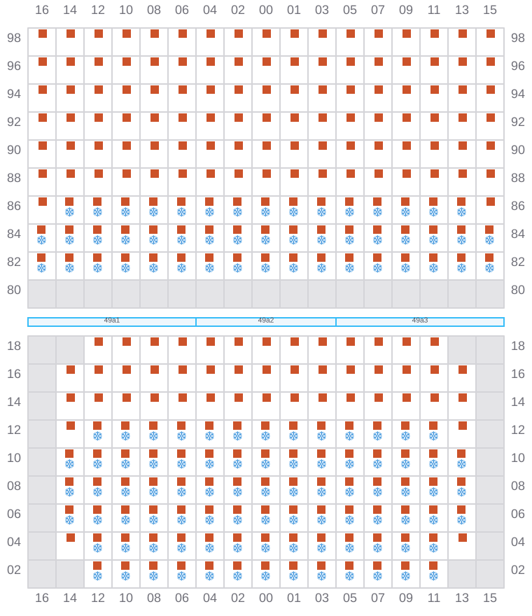 Bay 051 view and slots of ANNA MAERSK