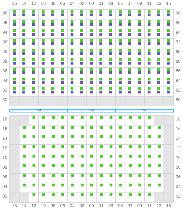 Bay 057 view and slots of ANNA MAERSK