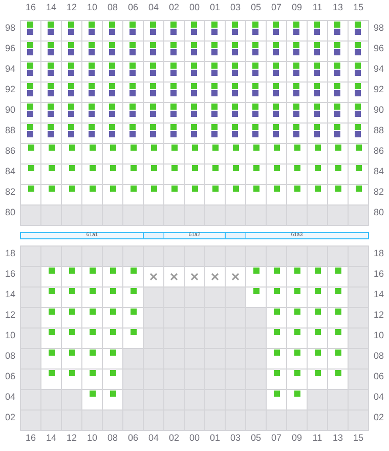 Bay 061 view and slots of ANNA MAERSK