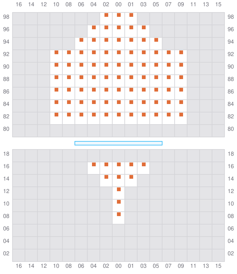 Bay 003 view and slots of ADRIAN MAERSK