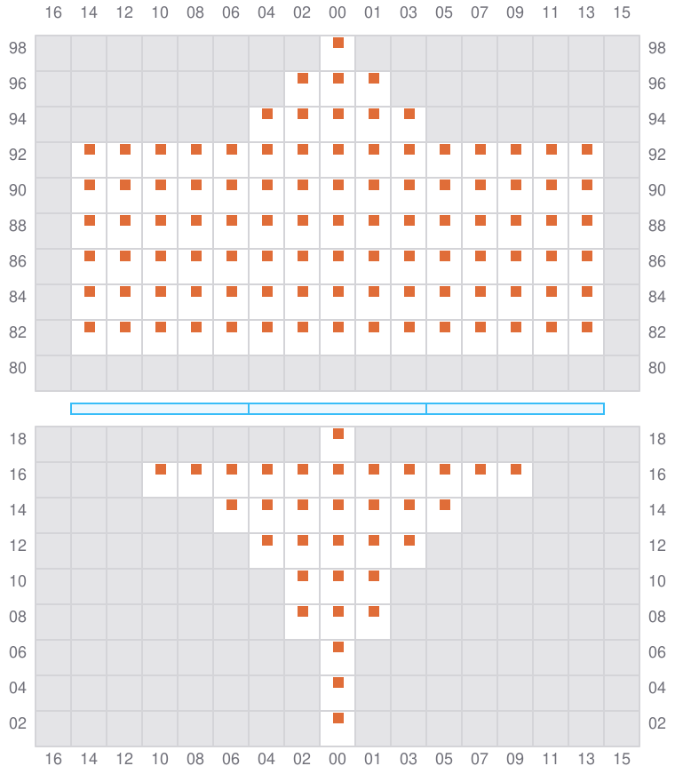 Bay 007 view and slots of ADRIAN MAERSK