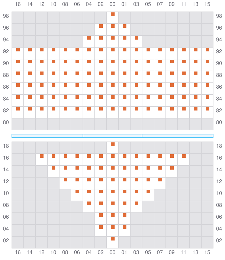 Bay 011 view and slots of ADRIAN MAERSK