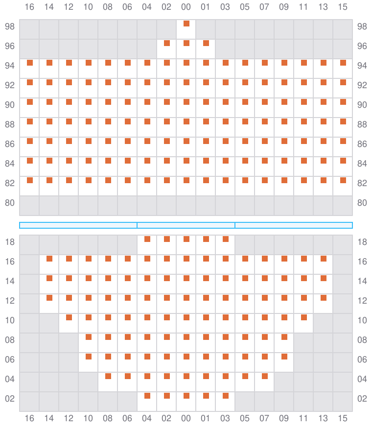 Bay 023 view and slots of ADRIAN MAERSK