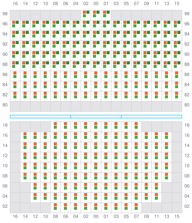 Bay 029 view and slots of ADRIAN MAERSK