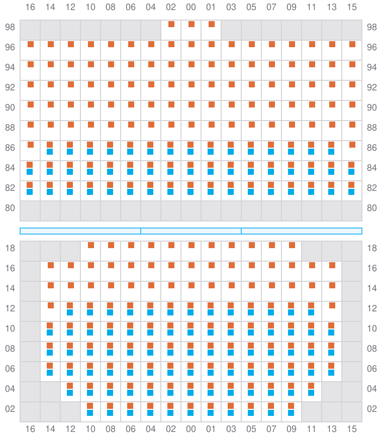 Bay 035 view and slots of ADRIAN MAERSK