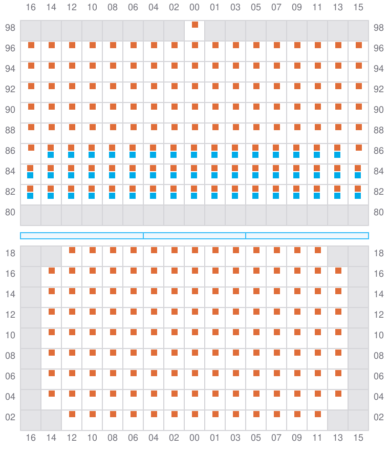 Bay 039 view and slots of ADRIAN MAERSK