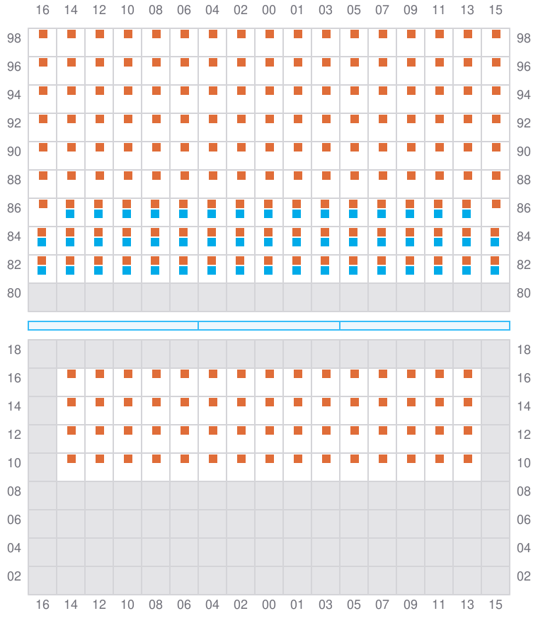 Bay 043 view and slots of ADRIAN MAERSK