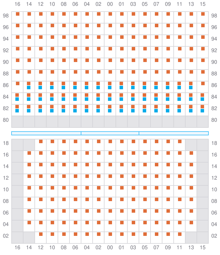 Bay 047 view and slots of ADRIAN MAERSK