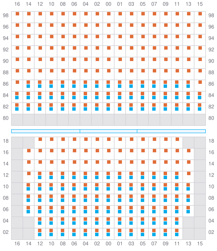 Bay 055 view and slots of ADRIAN MAERSK