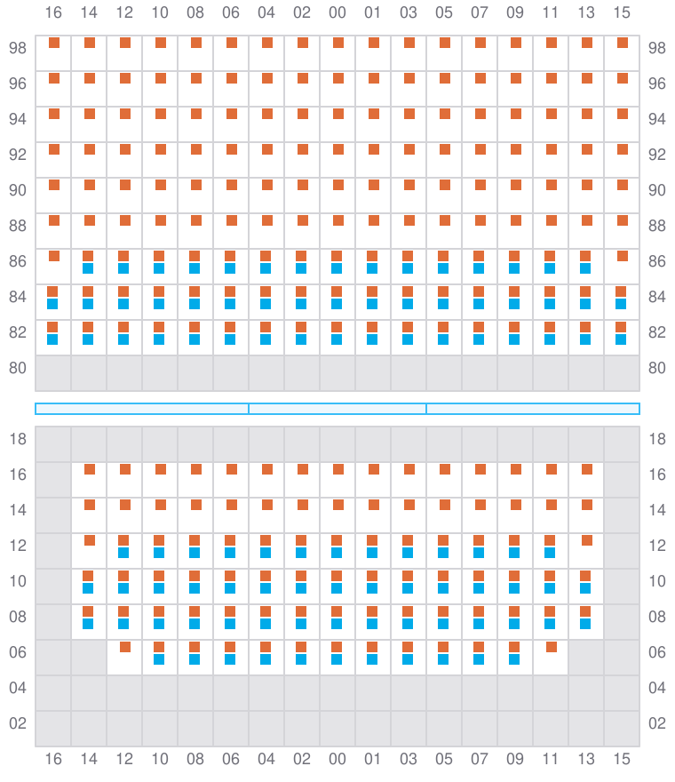 Bay 067 view and slots of ADRIAN MAERSK