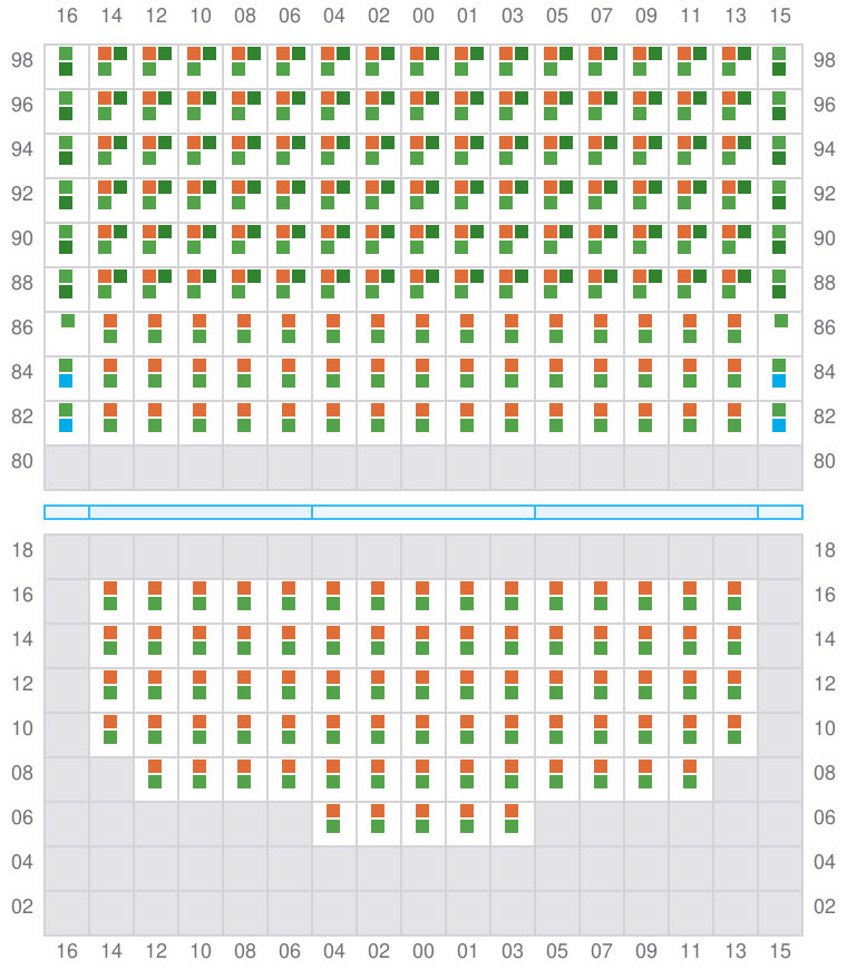 Bay 069 view and slots of ADRIAN MAERSK