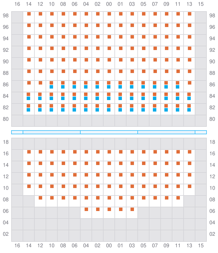 Bay 071 view and slots of ADRIAN MAERSK