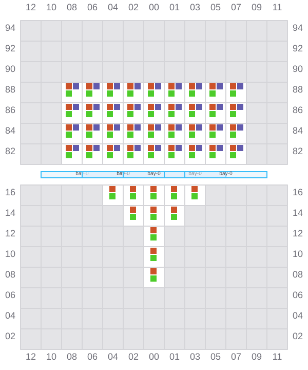 Bay 001 view and slots of SEASPAN EMERALD