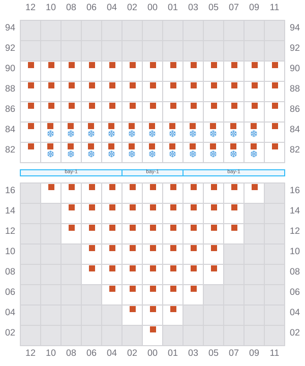 Bay 011 view and slots of SEASPAN EMERALD