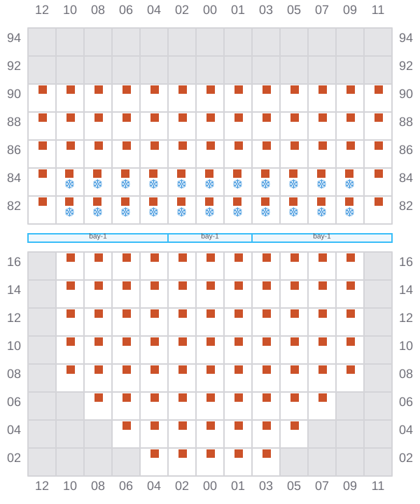 Bay 019 view and slots of SEASPAN EMERALD