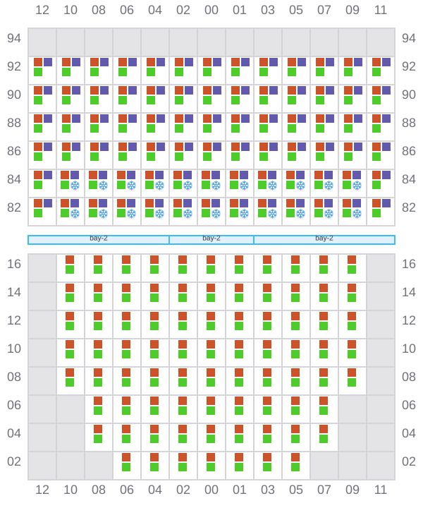 Bay 021 view and slots of SEASPAN EMERALD