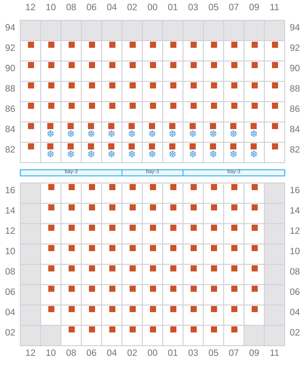 Bay 031 view and slots of SEASPAN EMERALD