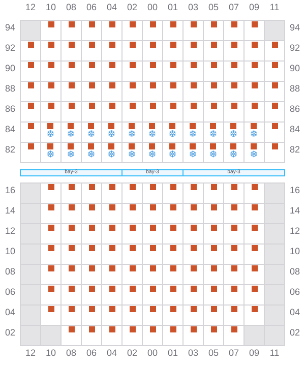 Bay 039 view and slots of SEASPAN EMERALD