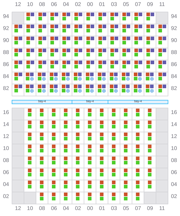Bay 041 view and slots of SEASPAN EMERALD