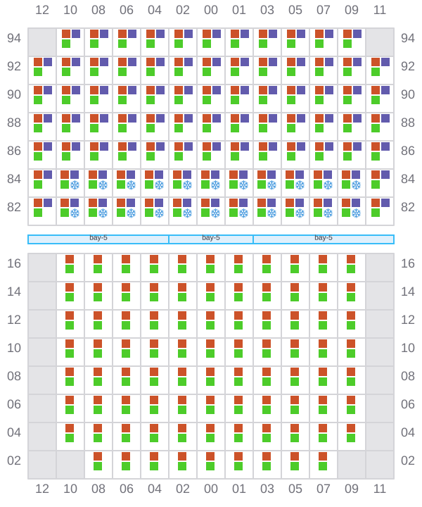Bay 049 view and slots of SEASPAN EMERALD