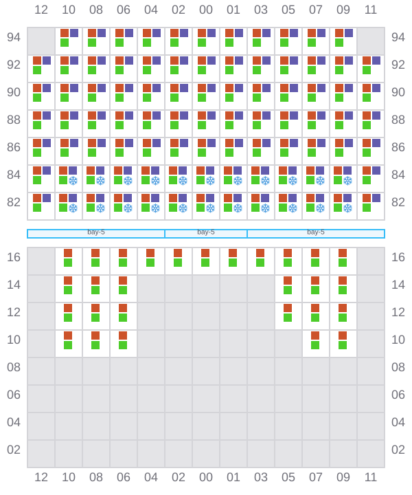 Bay 057 view and slots of SEASPAN EMERALD