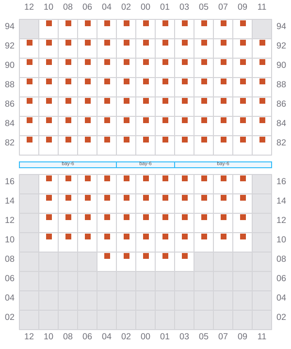 Bay 063 view and slots of SEASPAN EMERALD